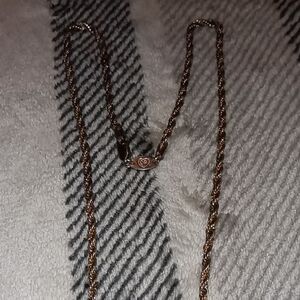 Vintage Sterling Silver Chain With A 14 K Gold Smaller Chain Intertwined In It